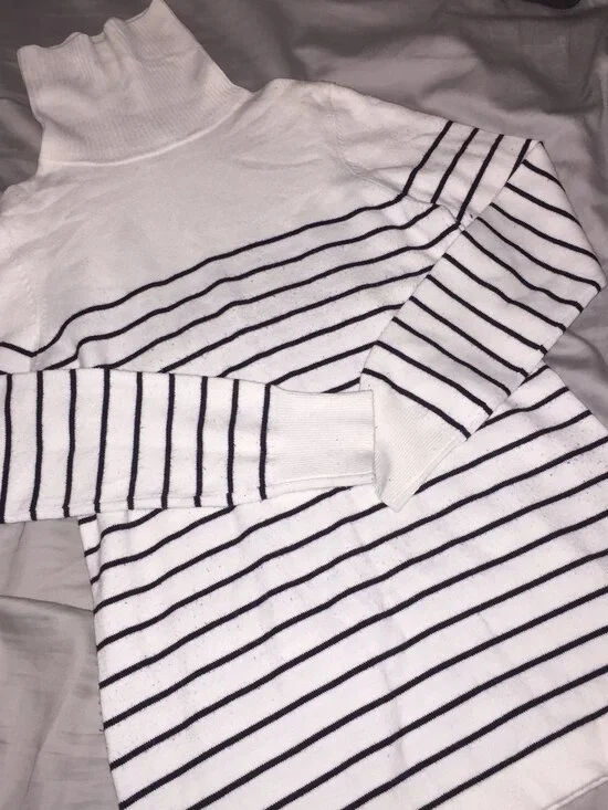 French Connection Striped Turtleneck Sweater L - Picture 4 of 5